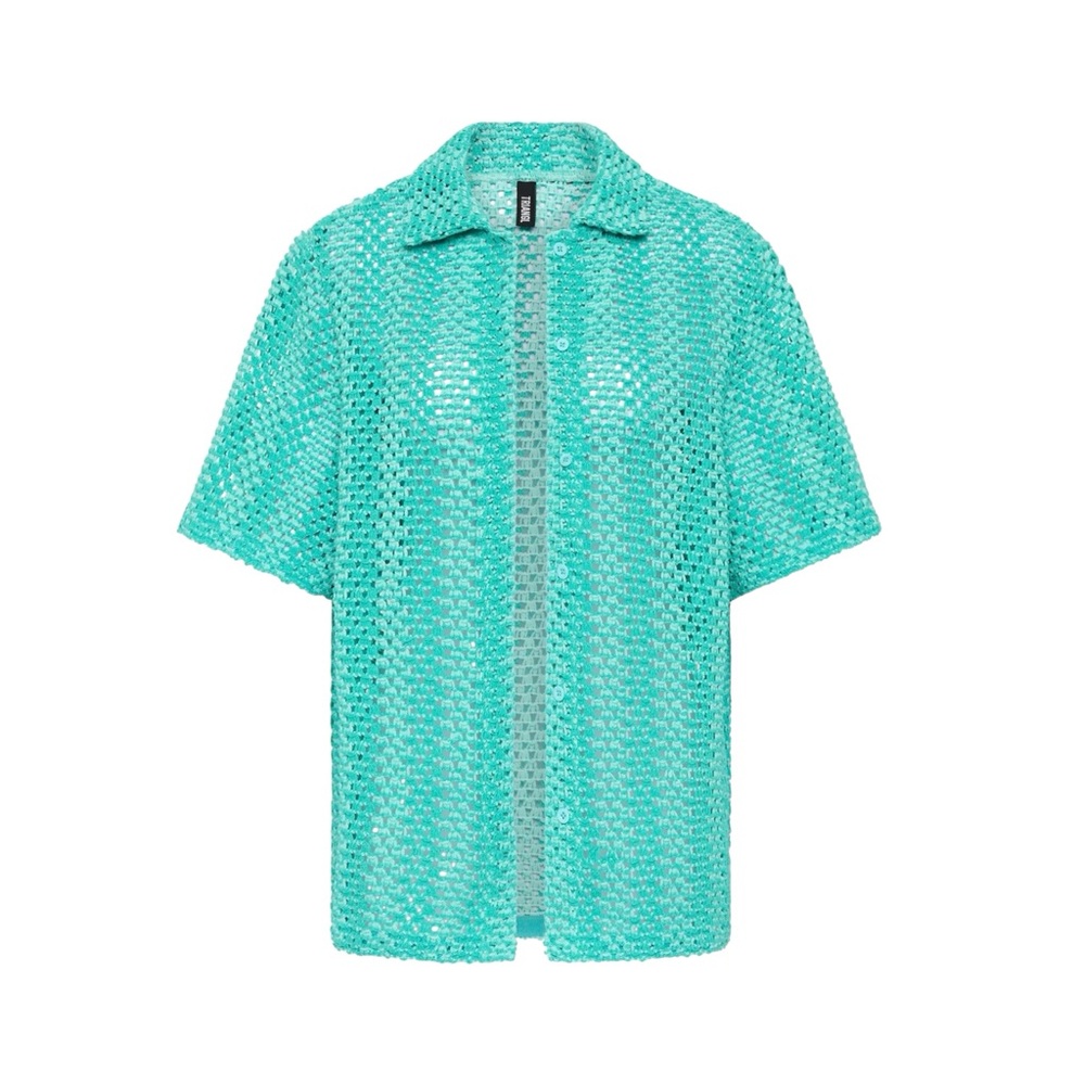 TRIANGL OS Lini Tiel open knit crochet button up Shirt